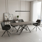 Eclipse Grey Ceramic Ext Dining Table with Lina Grey Leather Swivel Dining Chairs - Pendle Village Furniture